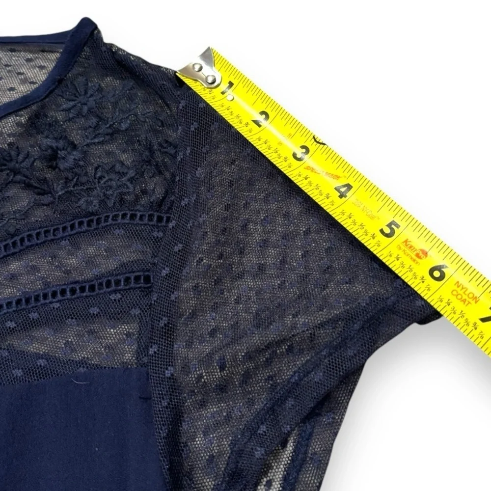 Xhilaration Flowy Lightweight Navy Lace Detail Keyhole Back Cutout Mini Dress - Picture 13 of 16